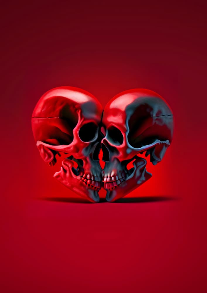 Red Skull Heart by Artem Pozdniakov — canvas wall art