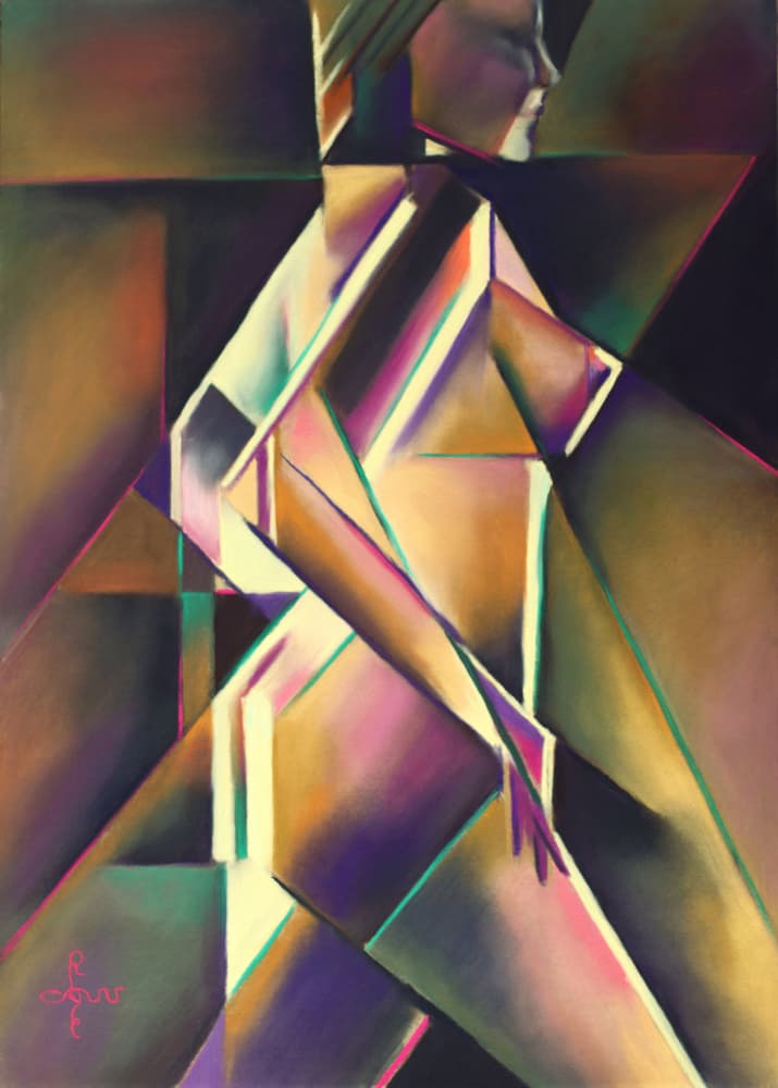 Geometric Woman in Motion by Corné Akkers — canvas wall art
