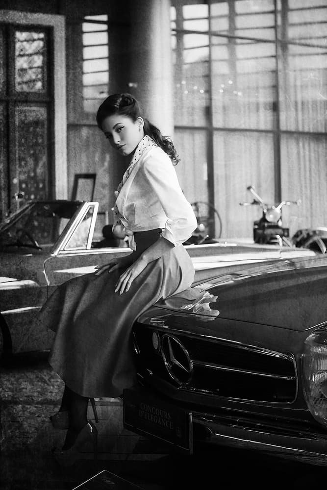Elegant Woman Classic Car by Anthony Skip — canvas wall art