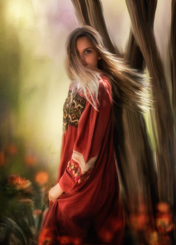 Mysterious Woman In Red by Charlaine Gerber — canvas wall art