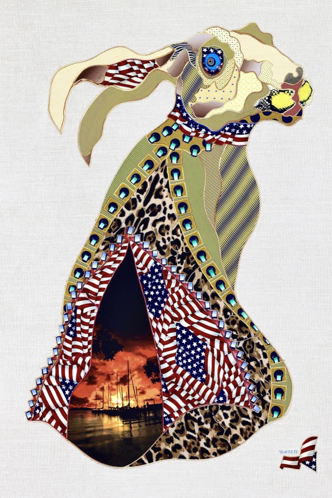 Patriotic Rabbit Collage by Kostyantin Malginov — canvas wall art