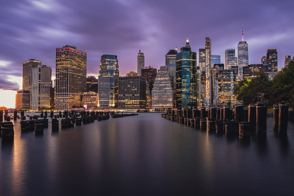 Twilight City Skyline by Rene Tenteris — canvas wall art
