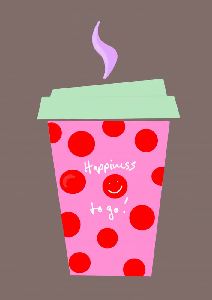 Happiness To Go Cup by Ute Arnold — canvas wall art