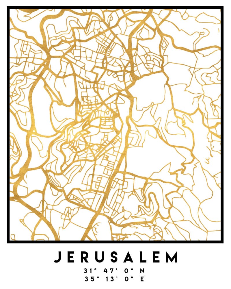 Jerusalem Gold Map by Emiliano Deificus — canvas wall art