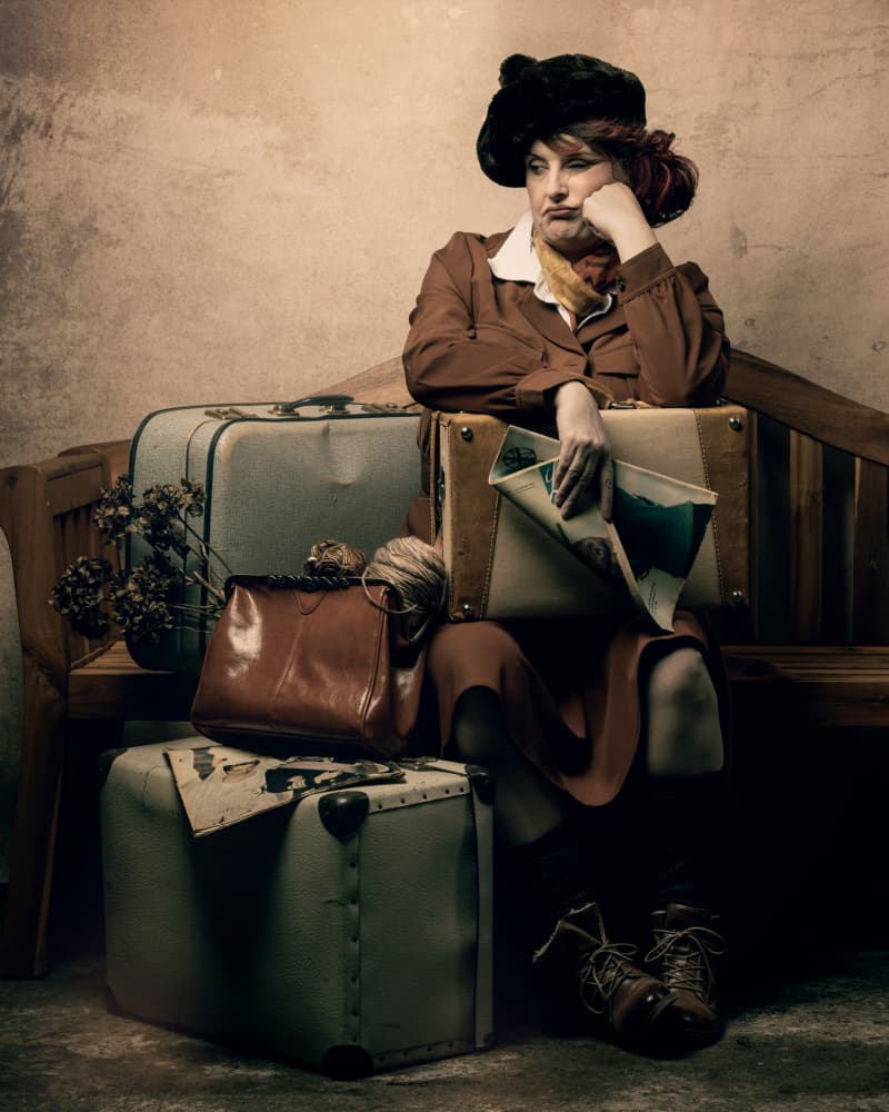 Pensive Vintage Traveler by Ineke Mighorst — canvas wall art