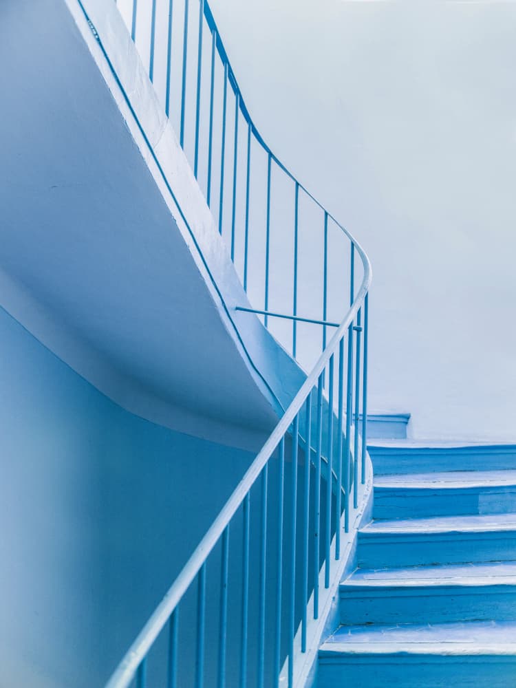 Blue Steps | Architectural Minimalism by Raisa Zwart — canvas wall art