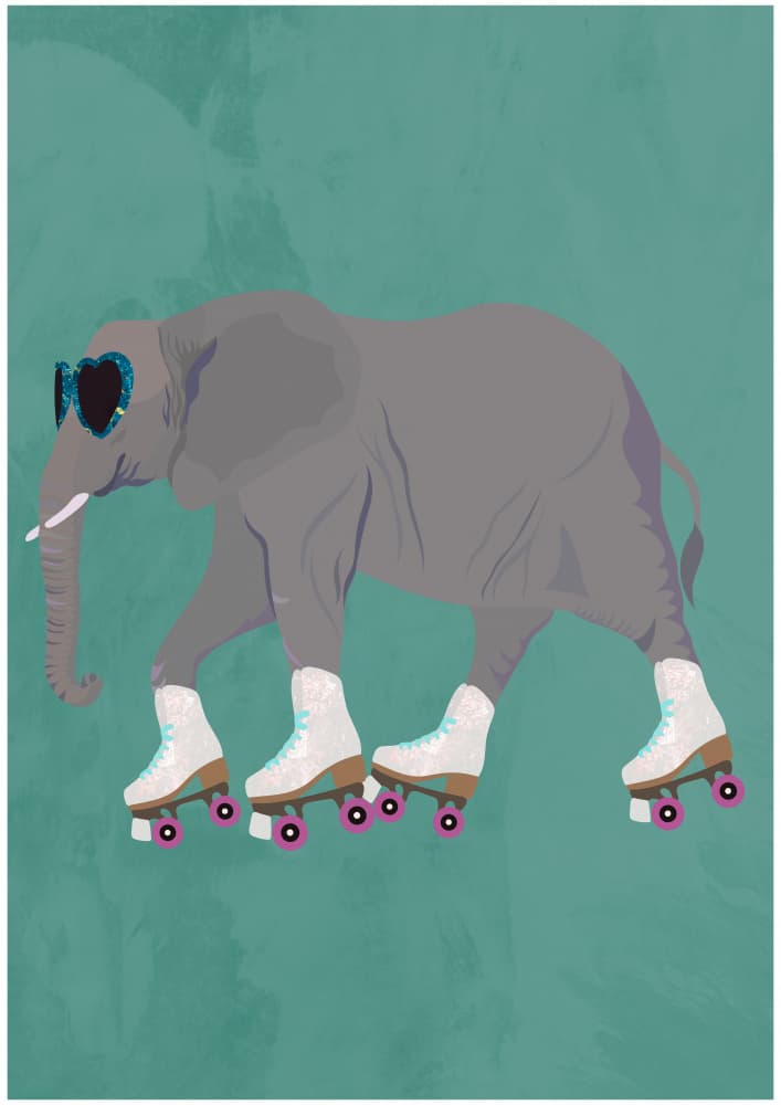 Cool Elephant Skater by Sarah Manovski — canvas wall art
