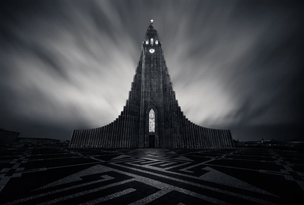 Hallgrímskirkja Dramatic Sky by Cesare Malatesta — canvas wall art