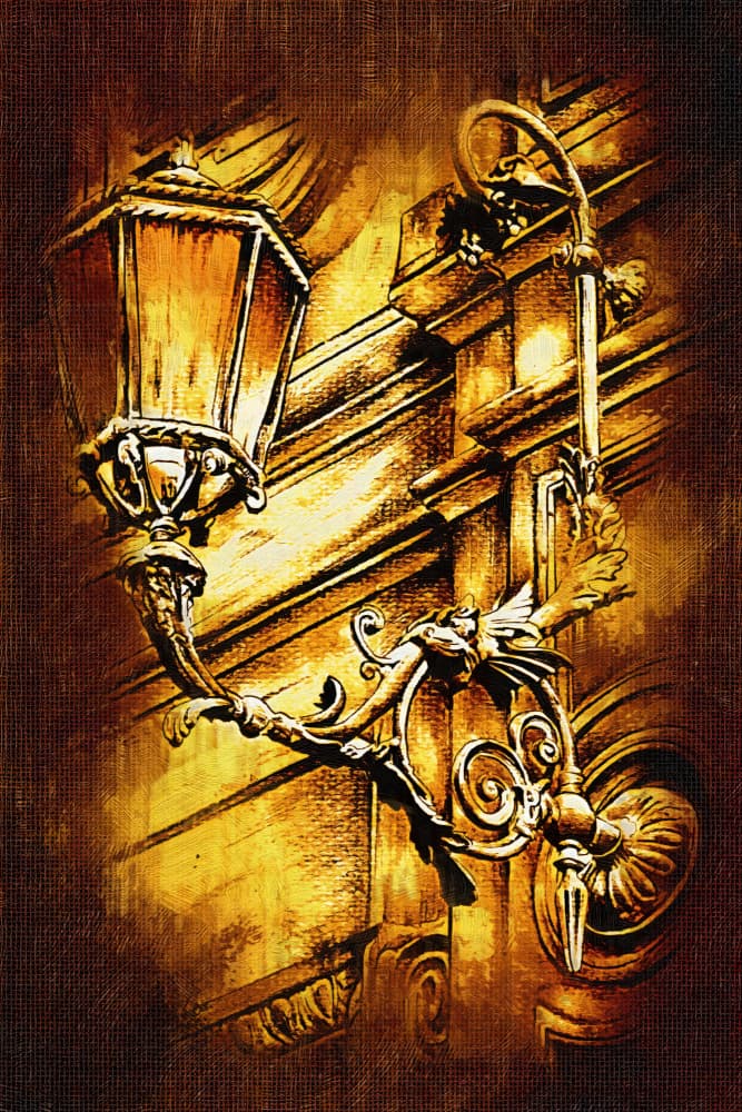 Golden Street Lamp by Rafal Kulik — canvas wall art
