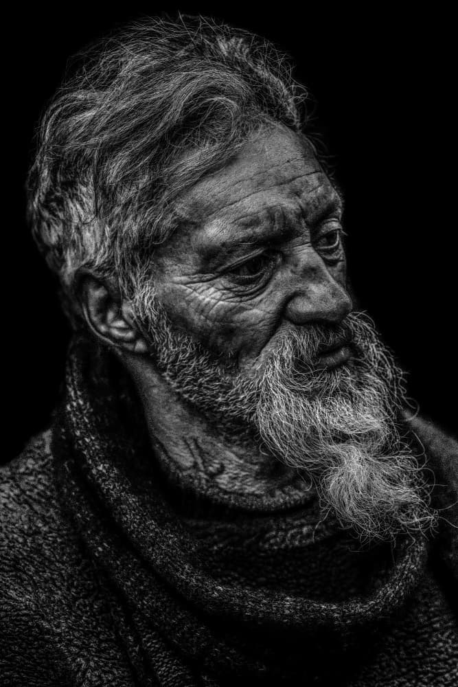 Contemplative Bearded Man by Amir — canvas wall art