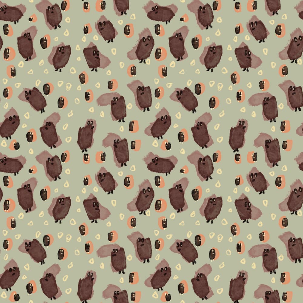 Playful Brown Characters by MANSI SAXENA — canvas wall art