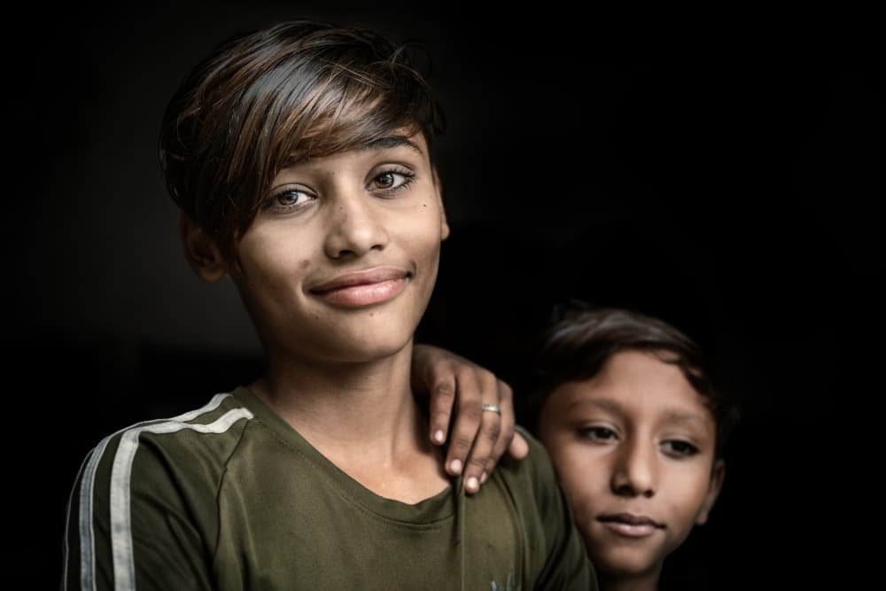 Smiling Brothers Bond by Trevor Cole — canvas wall art