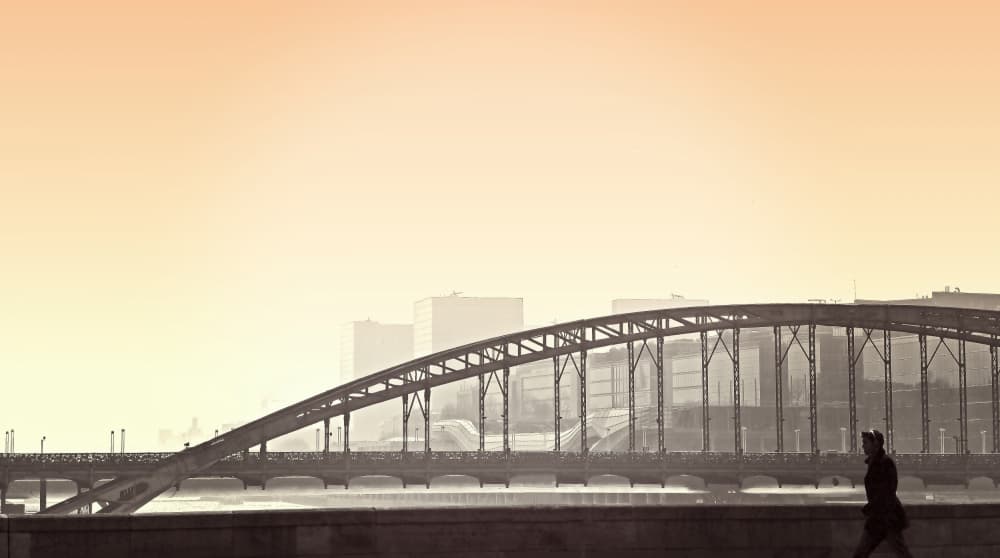 cross the bridge by Anna Cseresnjes — canvas wall art