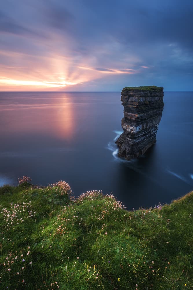 Dramatic Sea Stack Sunset by Jean Claude Castor — canvas wall art