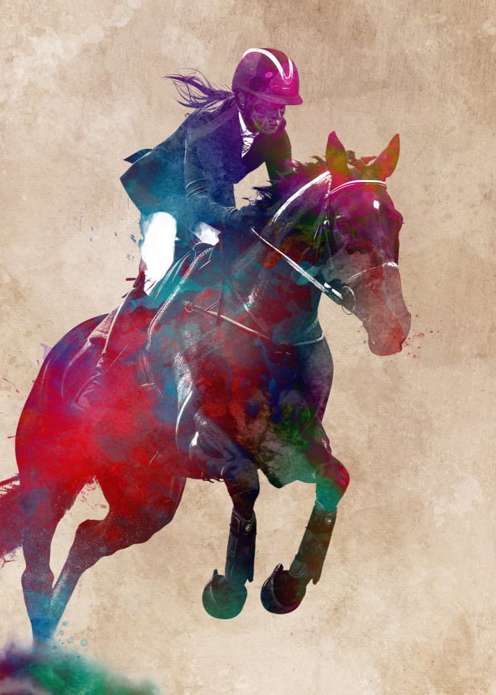 Dynamic Jumping Horse by Justyna Jaszke — canvas wall art