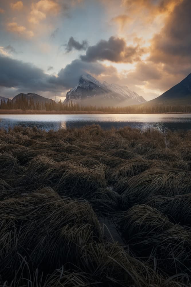 Dramatic Mountain Lake Sunset by David Martin Castan — canvas wall art