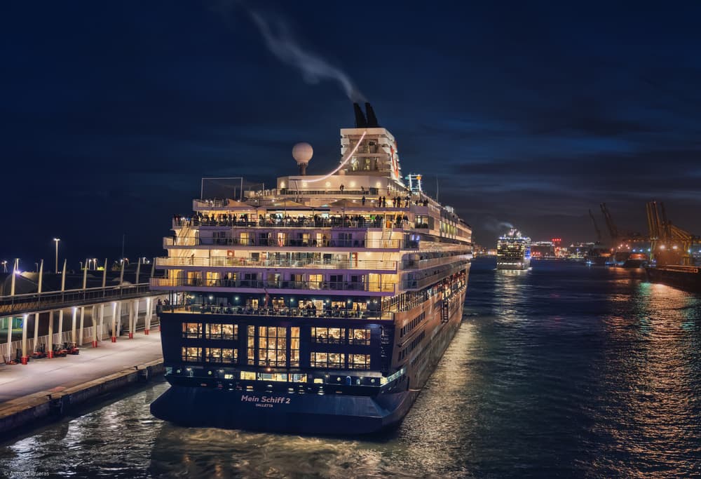 Illuminated Cruise Ship Night by Antoni Figueras — canvas wall art