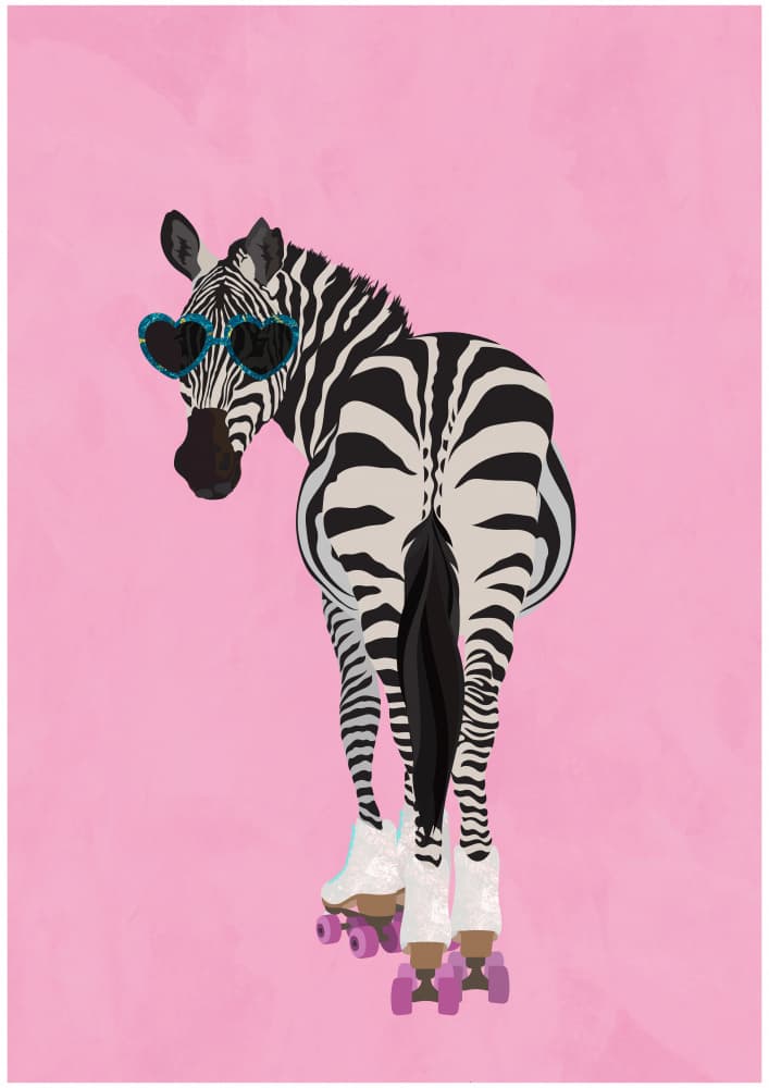 Sassy Zebra Roller Skates by Sarah Manovski — canvas wall art