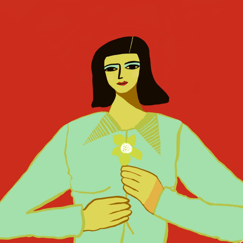 Woman Holding Flower by Sharyn Bursic — canvas wall art