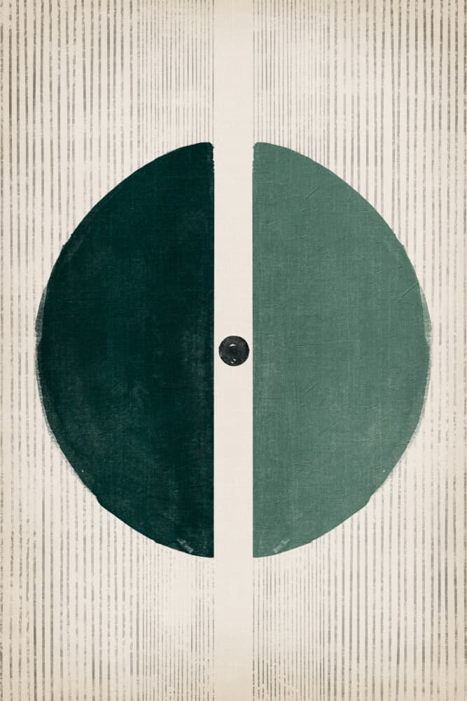 Minimalist Split Green Circle by Ema Paraschiv — canvas wall art