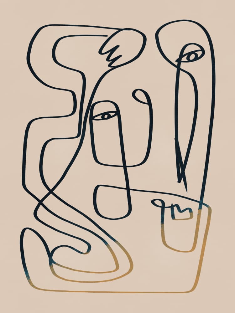Abstract Line Faces by Little Dean — canvas wall art