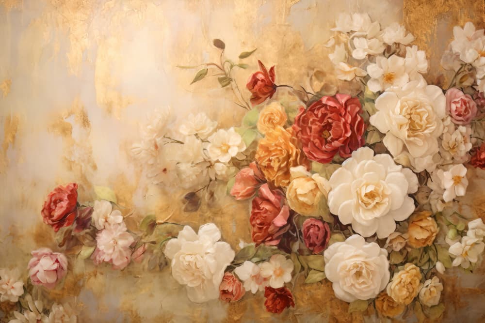 Golden Floral Cascade by Bilge Paksoylu — canvas wall art