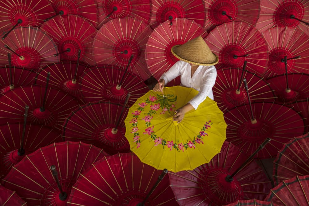 Traditional Umbrella Artisan by Sita Gramich — canvas wall art
