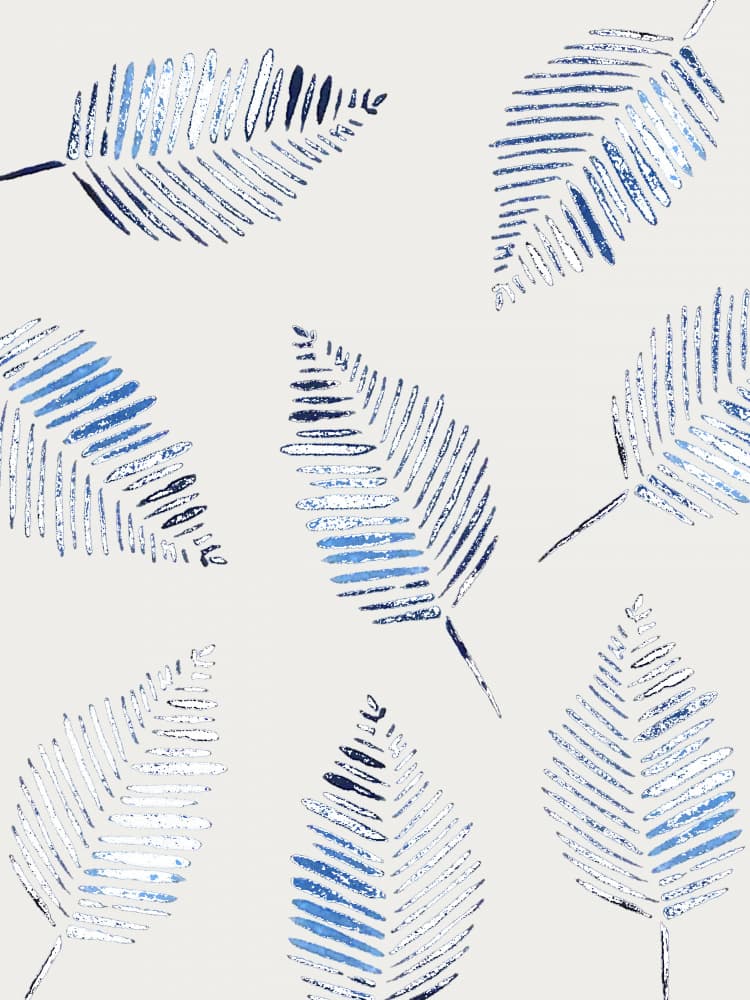Blue Fern Patterns by Elizabeth C — canvas wall art