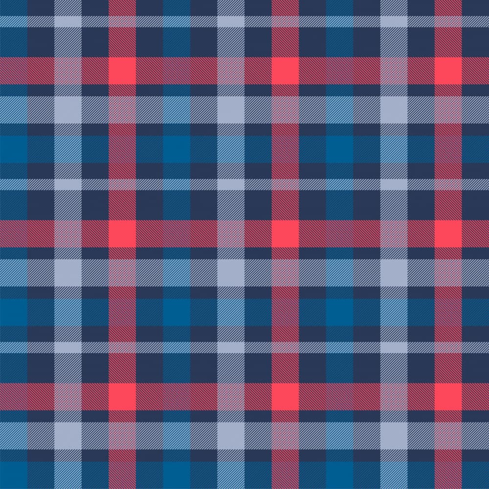 Blue Red Plaid Pattern by Marika Barsrsind — canvas wall art