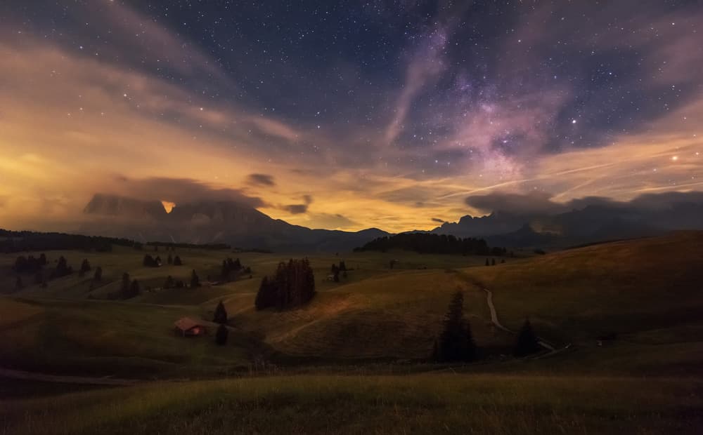 Starry Mountain Night by Ales Krivec — canvas wall art