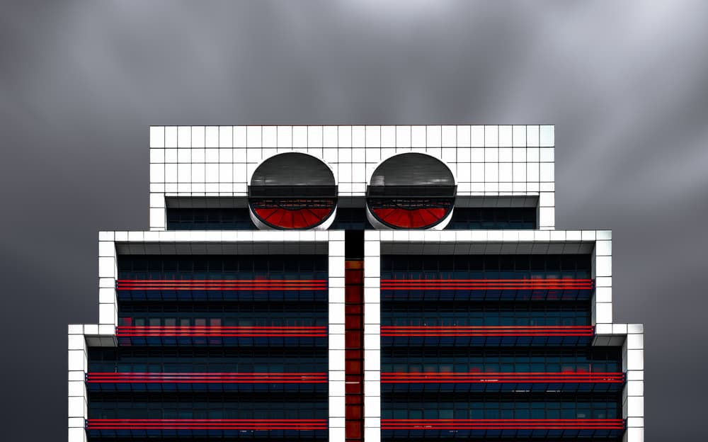 Modern Building Red Lines by Harry Verschelden — canvas wall art