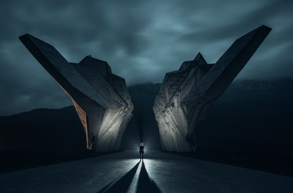 Dark Monument Solitary Figure by Tomasz Wozniak — canvas wall art