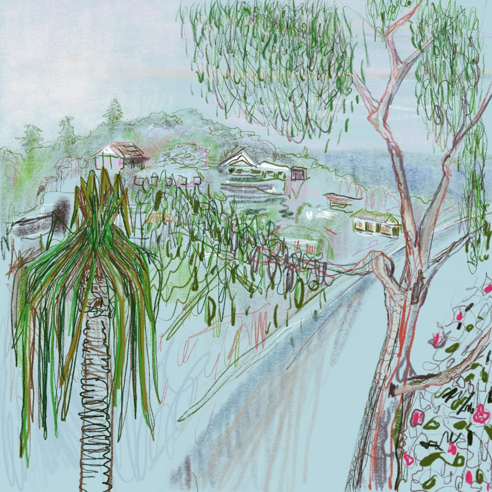 Tropical Roadside Village by dirk kruithof — canvas wall art