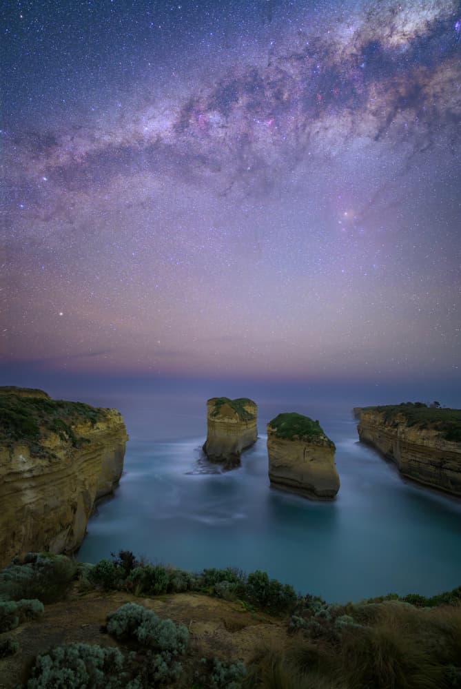 Milky Way Ocean Stacks by James Zhen Yu — canvas wall art