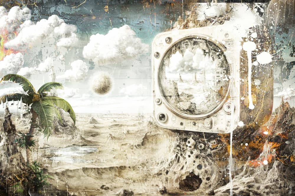 Retro Desert Portal by Rafal Kulik — canvas wall art