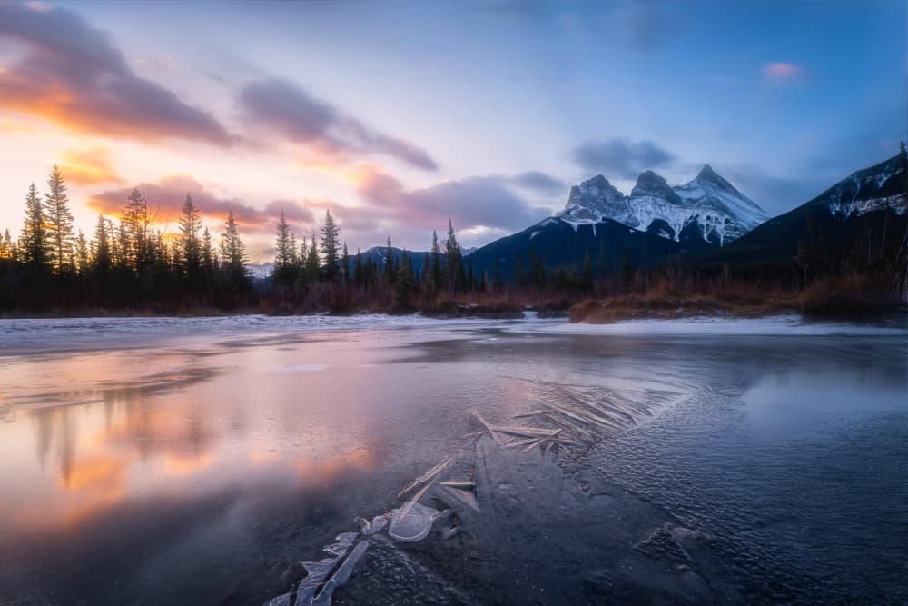 Frozen Lake Peaks Sunset by Yongnan Li (李永男) — canvas wall art