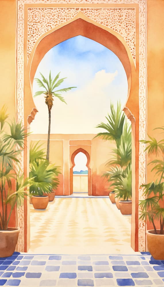 Moroccan Courtyard Oasis by Andrea Haase — canvas wall art