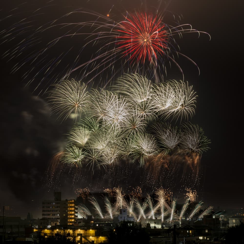 Vibrant City Fireworks by sirou.minami — canvas wall art