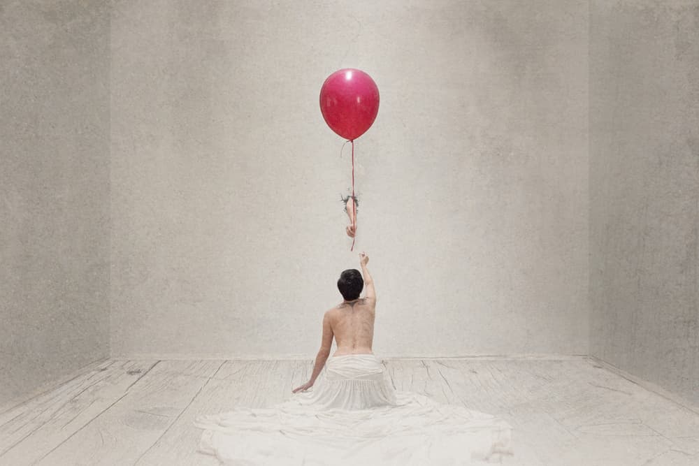 Reaching for the Red Balloon by Laura Benvenuti — canvas wall art