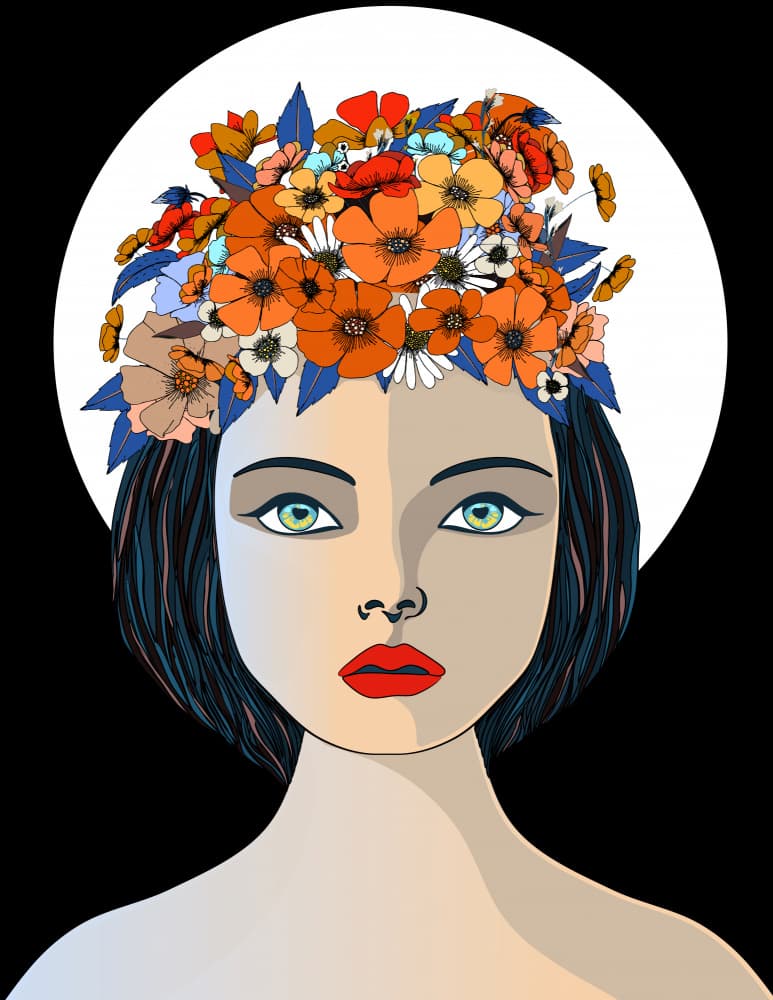 Moonlight Floral Portrait by Nicholas — canvas wall art