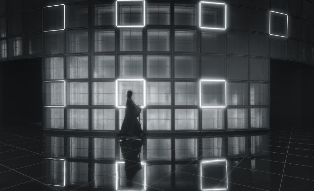 Figure in Digital Light by Javier de la Torre — canvas wall art