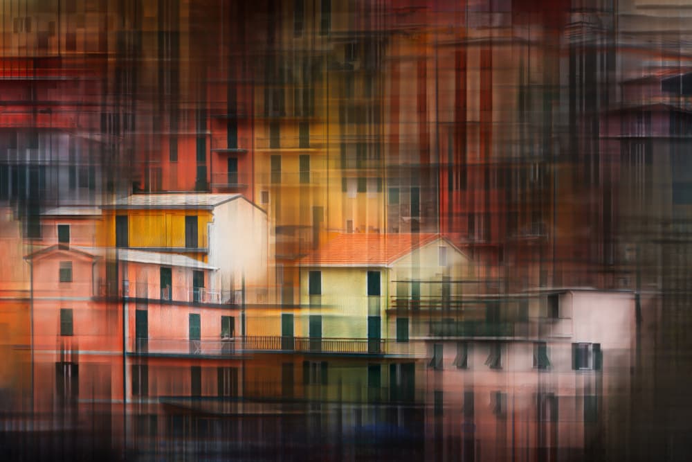 Abstract Colorful Buildings by Leah Xu — canvas wall art