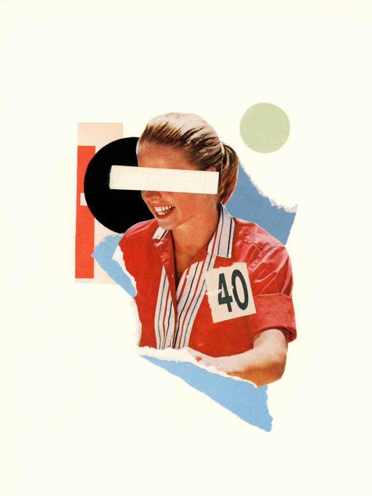 Smiling Retro Woman by Mikhail Siskoff — canvas wall art