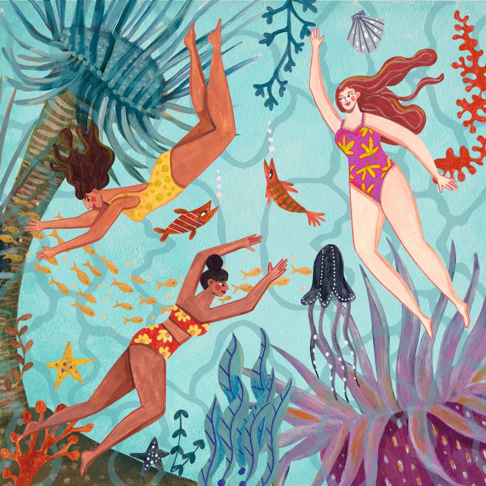 Swimming in the Ocean by Caroline Bonne Müller — canvas wall art