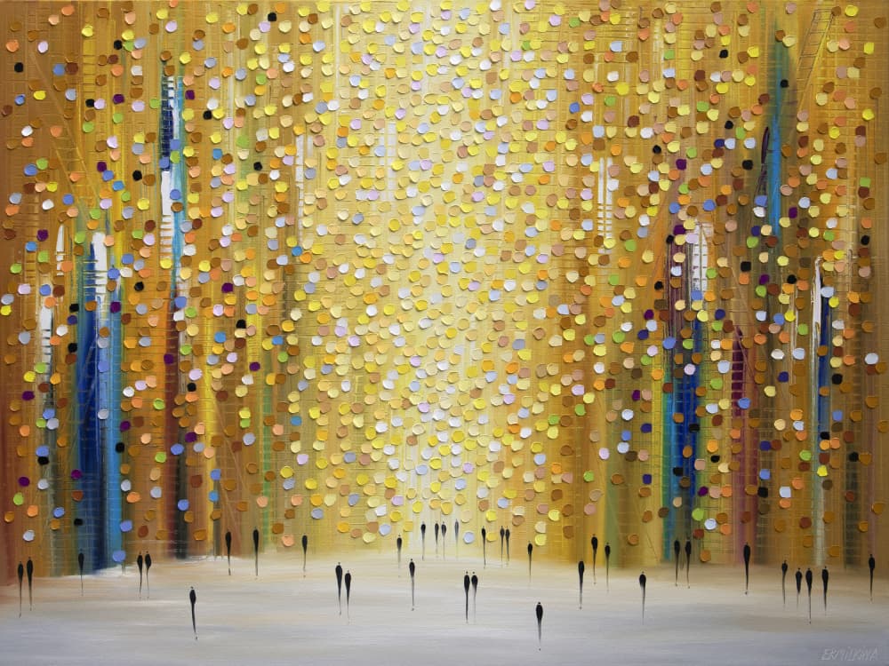 Golden City Path by Ekaterina Ermilkina — canvas wall art