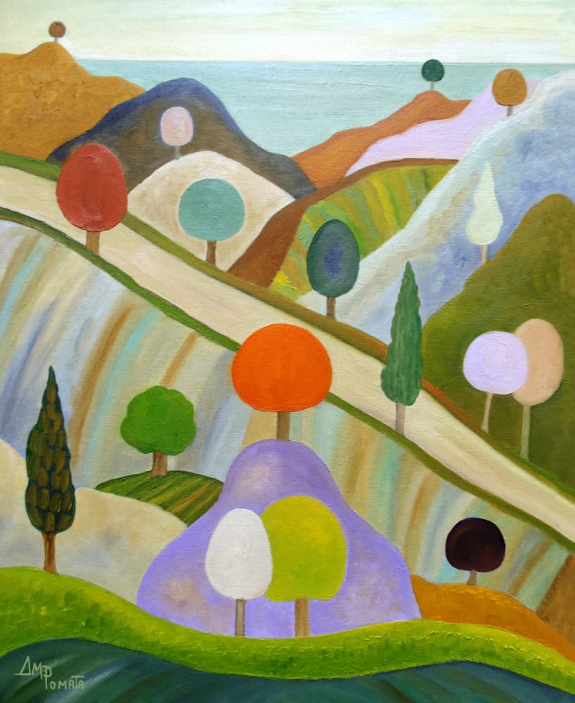 Colorful Whimsical Landscape by Angeles M. Pomata — canvas wall art