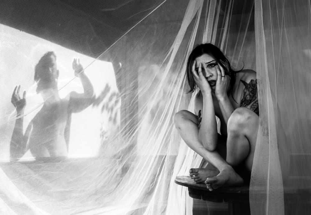 Woman's Emotional Struggle by Ilze Ozola — canvas wall art