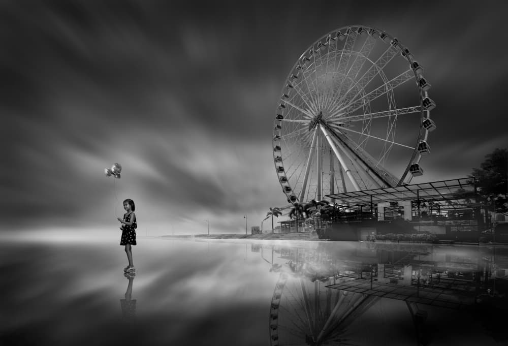 Dreamy Ferris Wheel Reflection by boonlertro — canvas wall art