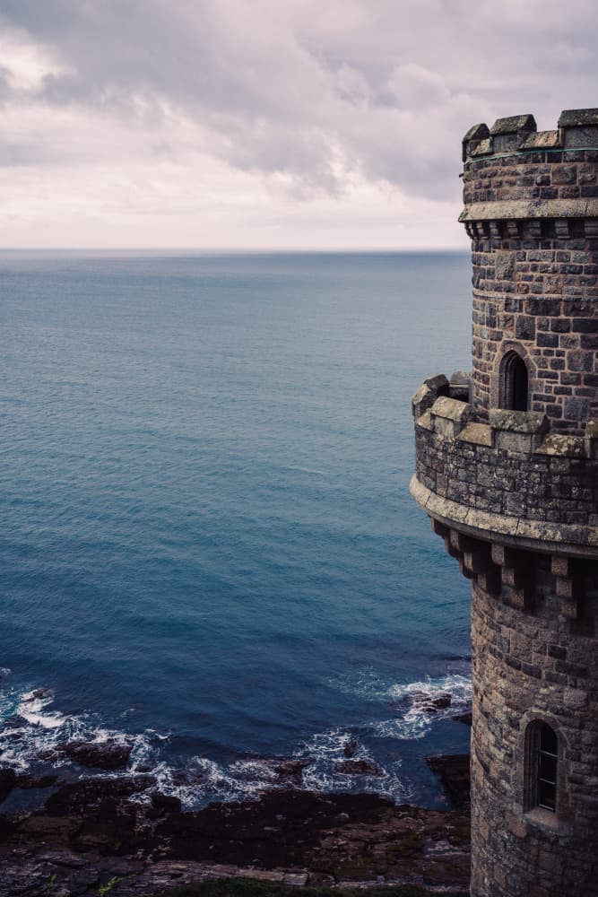 Coastal Stone Tower View by Aimee Giles — canvas wall art