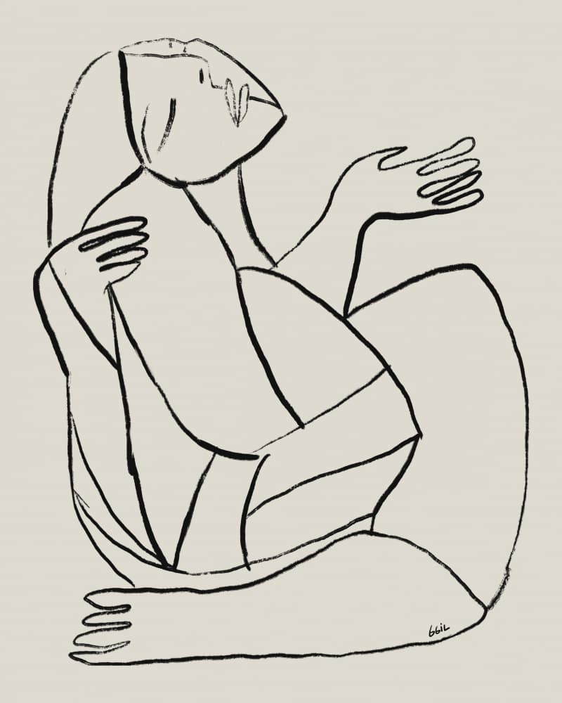 Abstract Seated Figure by GIovanna Gil Alves — canvas wall art